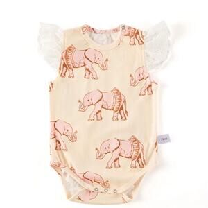 New girl’s sleeveless romper elephants in tutus 6-9 months